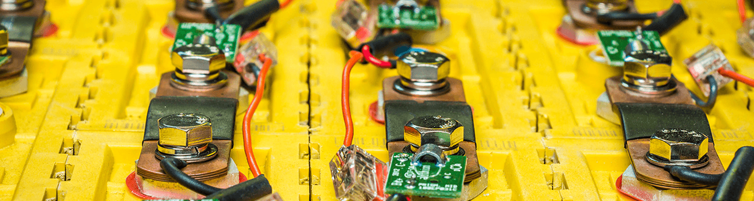 close up of battery terminals
