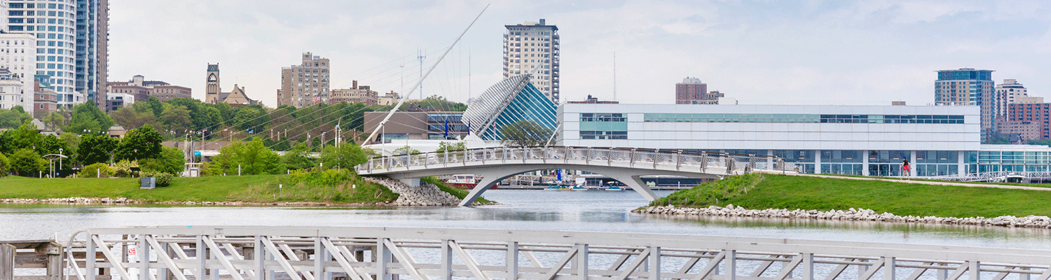 Milwaukee lakefront with bridge