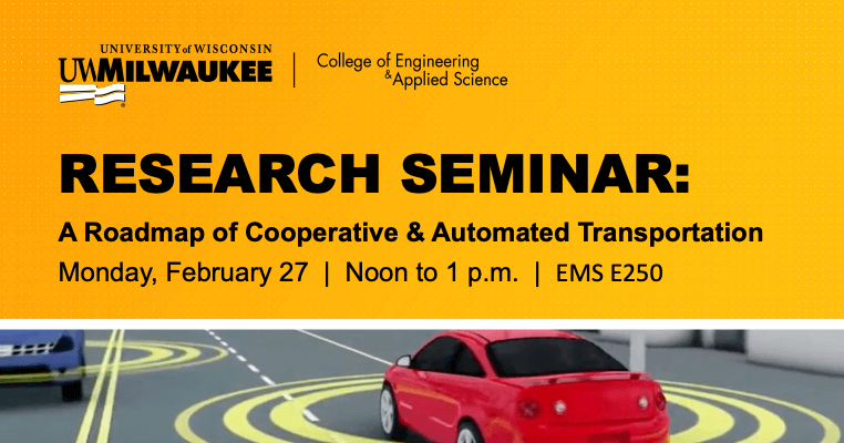 Research Seminar heading plus car graphic