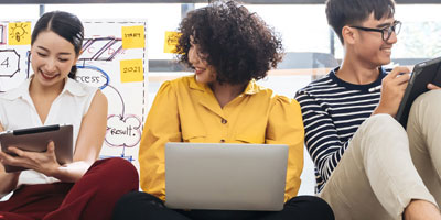 students using mobile devices