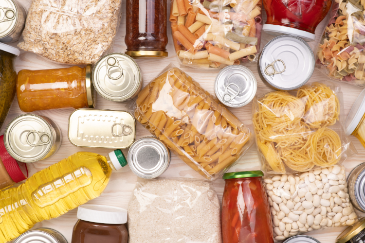 A collection of containers showing pantry staples