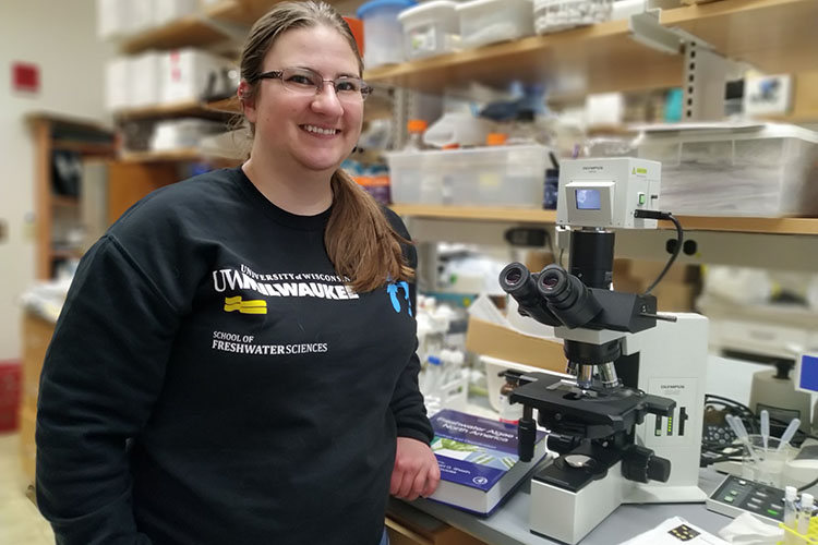 Amy Ressel, UWM undergraduate, is researching diatoms