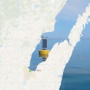 Green Bay buoy on water.