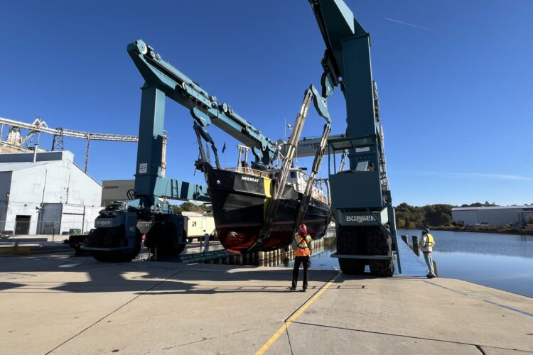 View of Neeskay and machinery, haul-out