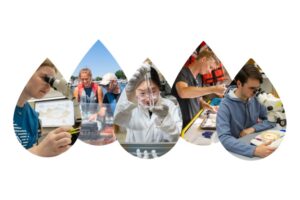 Decorative event page header with students in labs and doing fieldwork.