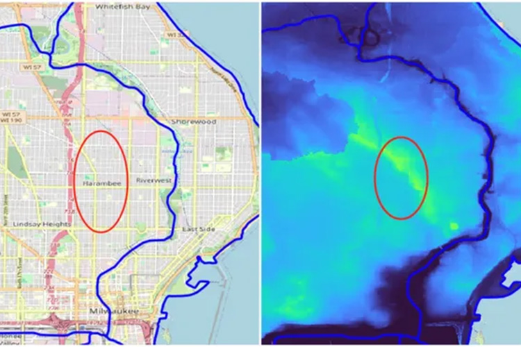 How did the Harambee neighborhood escape flooding?