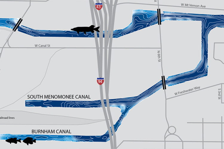 Crop of Menomonee River and Burnham Canal map.