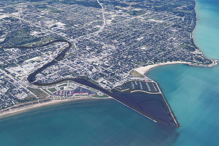 Satellite overview of harbor.