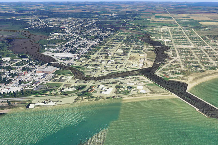 Satellite overview of harbor.