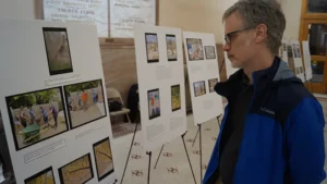 people looking at photos