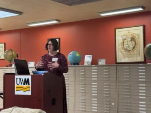 Dr. Julie Cidell speaking at GIS Day.