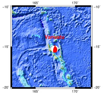 3/30/2026 Vanuatu 7.3 inset map and focal mechanism