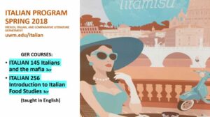 Italian Program Spring 2018 flyer.