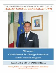 Italian Consul General at UWM flyer.