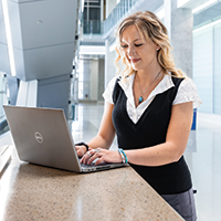 Image of graduate student studying in the KIRC building