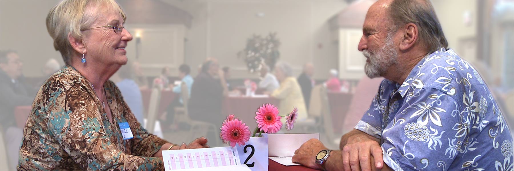 Janice and Pacho at a senior speed dating event