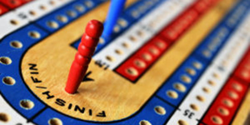 Close up of a Cribbage Board