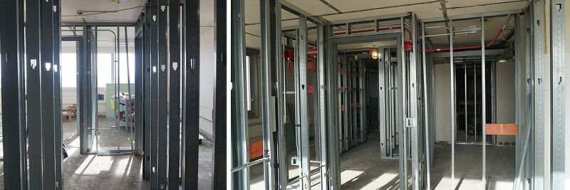Framing out suite walls in West Tower