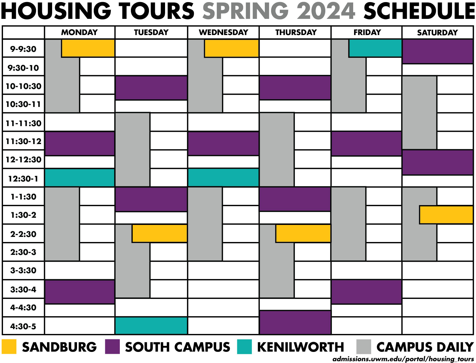 Housing-Only Tours Spring 2024 Schedule