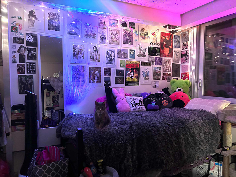 Single bed with an eclectic taste.