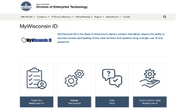 Screenshot of the MyWisconsin ID home page.