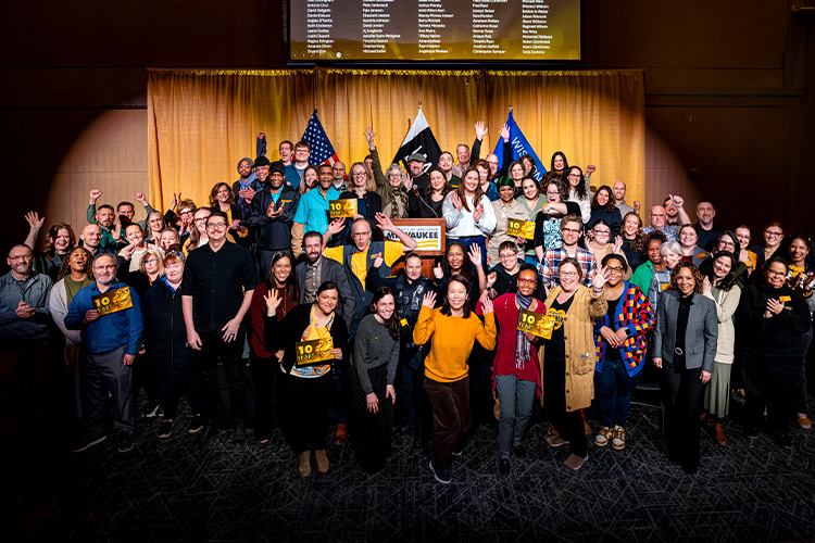 UWM employees receiving length of service awards.