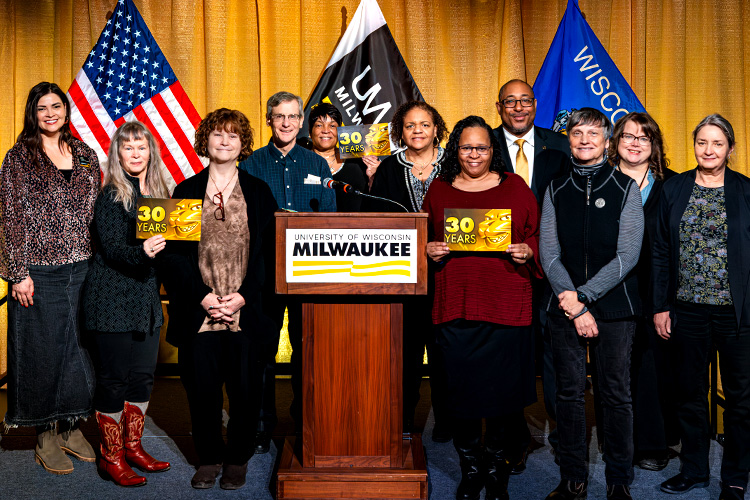 UWM employees receiving awards for 30 years of service.
