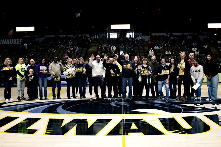 UWM employees at the Panther Arena.