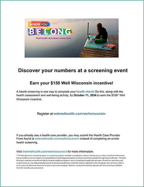 Well Wisconsin Health Screenings Flyer