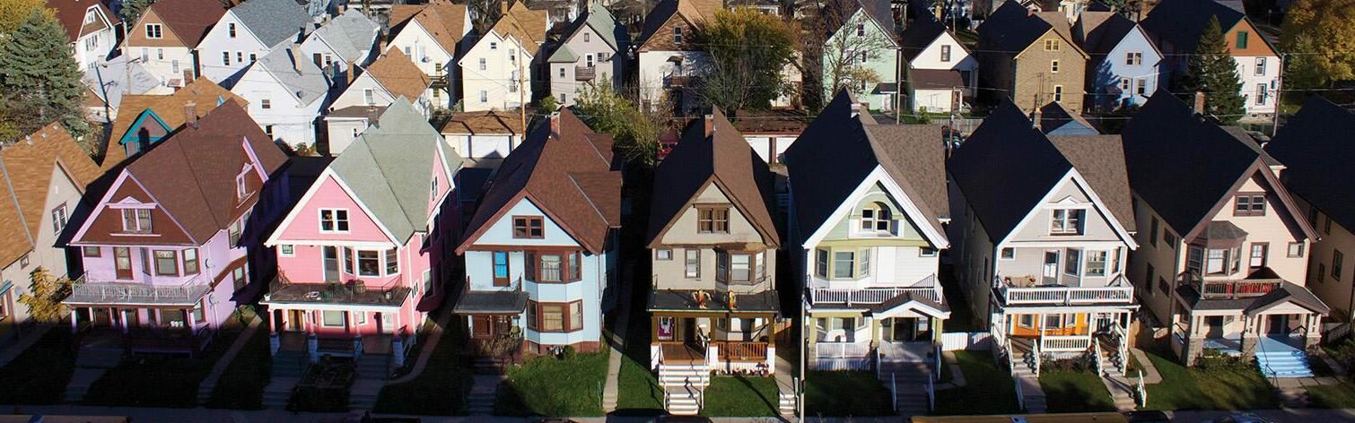 Row of homes in Milwaukee's Riverwest neighborhood