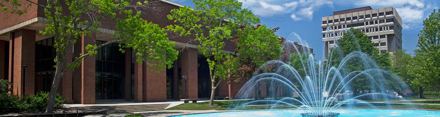 UWM Campus buildings with fountain