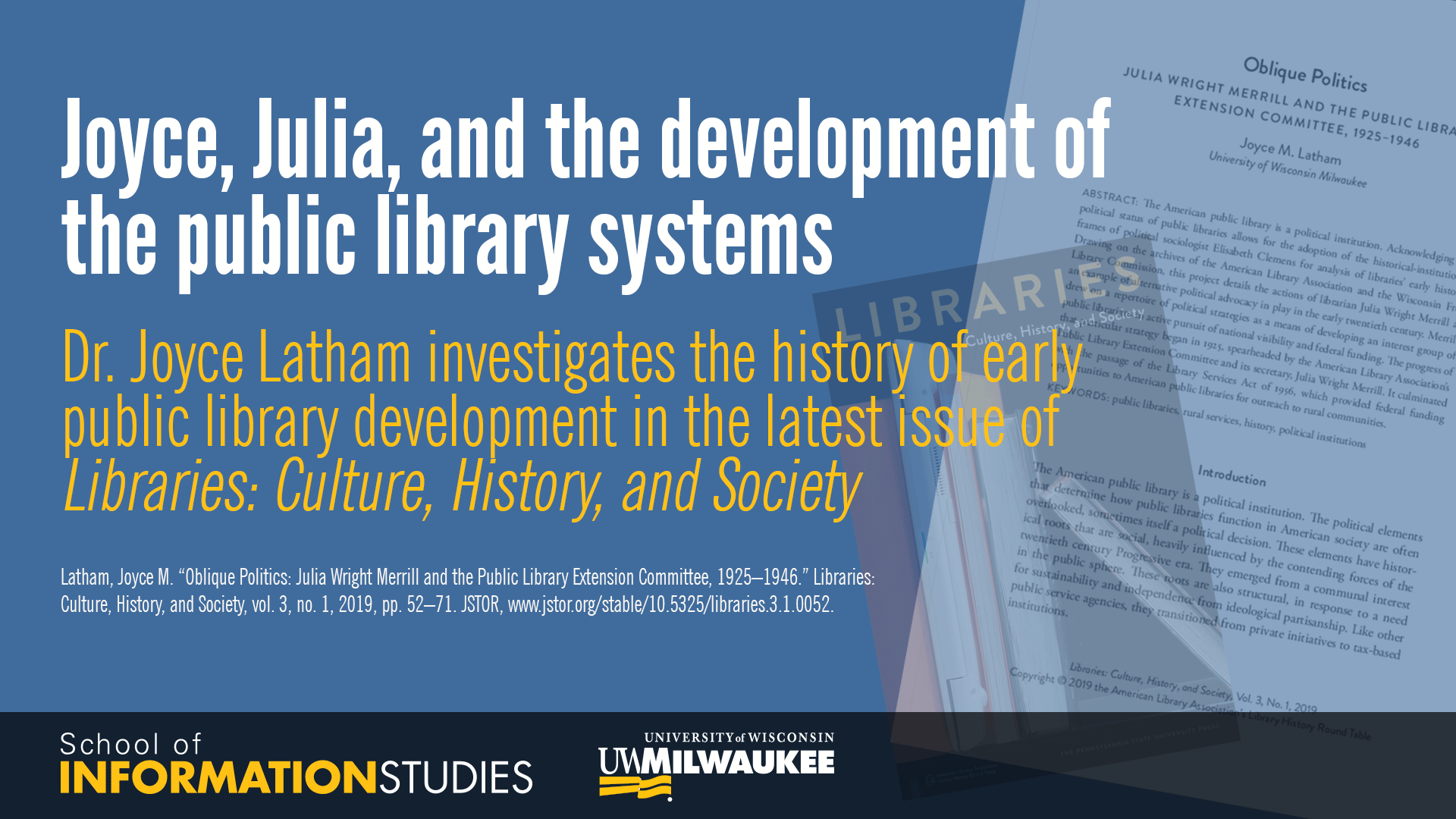 Joyce, Julia, and the development of public library systems