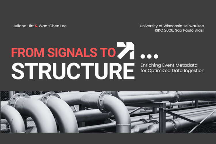 Conference presentation poster that reads, "From Signals to Structure: Enriching Event Metadata for Optimized Data Ingestion"