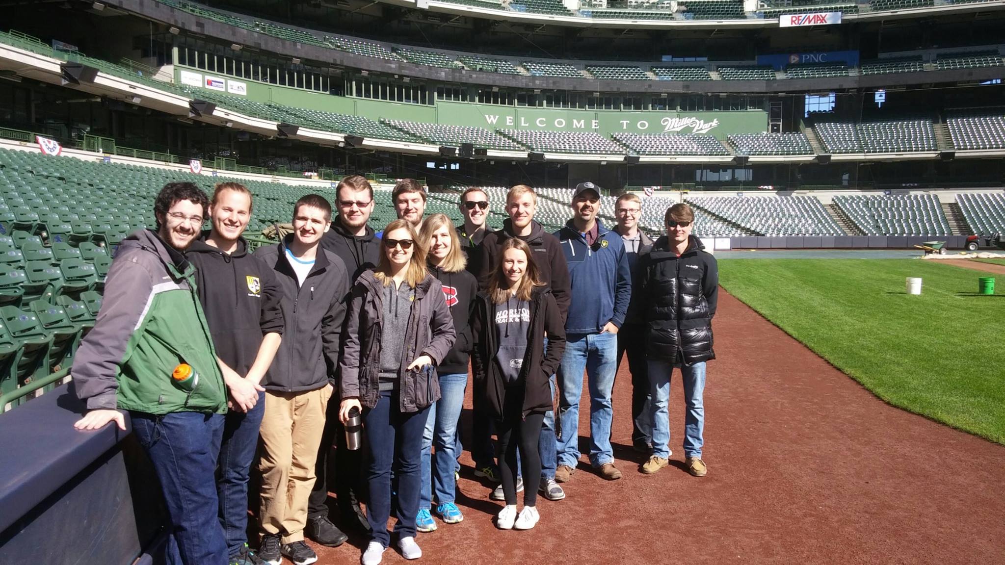IW Students gathered at Miller Park on a partner visit circa 2016