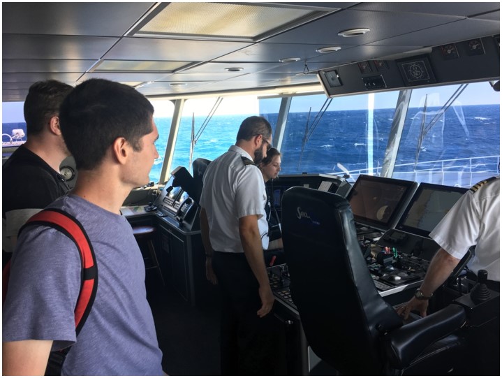 IW Students on the bridge of the Lake Express High Speed Ferry, in transit