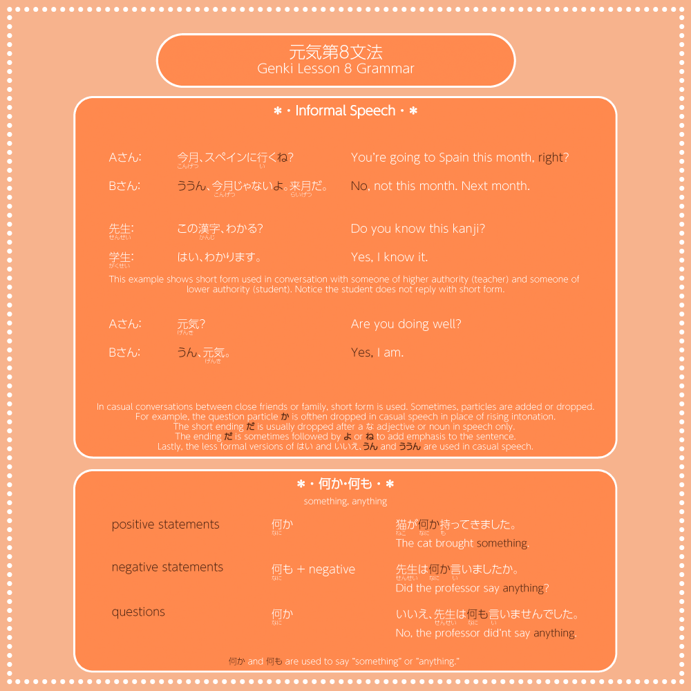 genki lesson 8 grammar 2