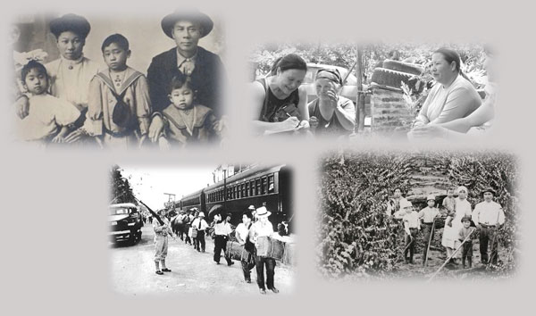 montage of photos of Asian people in Latin America