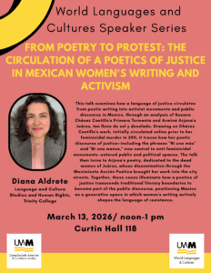 Flyer for Diana Aldrete's UWM talk in March 2026