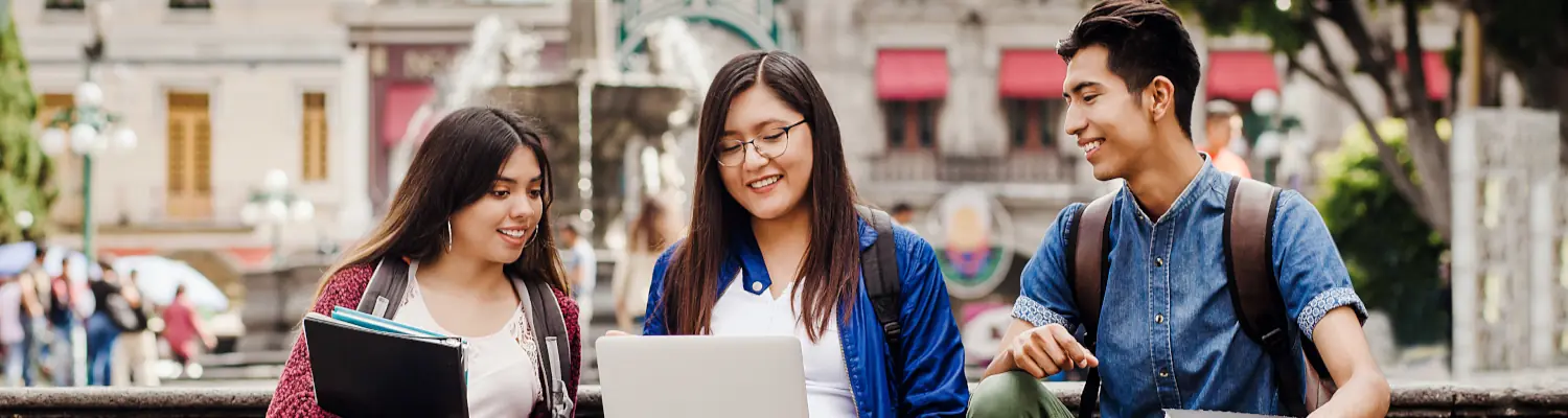 Latin students or hispanic group of friends in Mexico