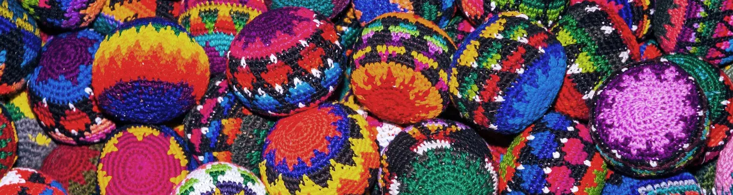 textile woven souvenir balls in bright colors