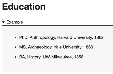 showing open panel to indicate where content examples are located