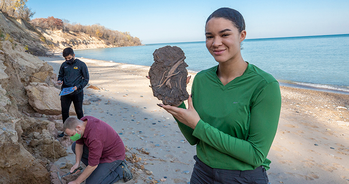 Student researcher ‘stepping back in time’ on Lake Michigan shore