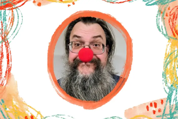 Prof. Steve Butler wearing a red clown nose