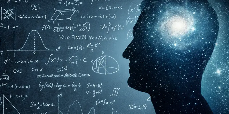 silhouette of head among math equations