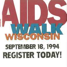 Detail from button for the AIDS Walk Wisconsin 1994 from the ARCW collection