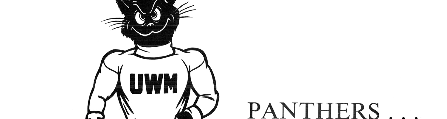 Cartoon image of UWM mascot Pounce wearing a sweatshirt