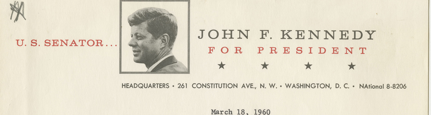 Image of letterhead from U.S. Senator John F. Kennedy for President page