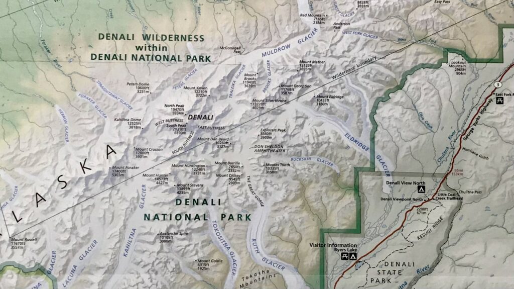 detail of map of Denali National Park