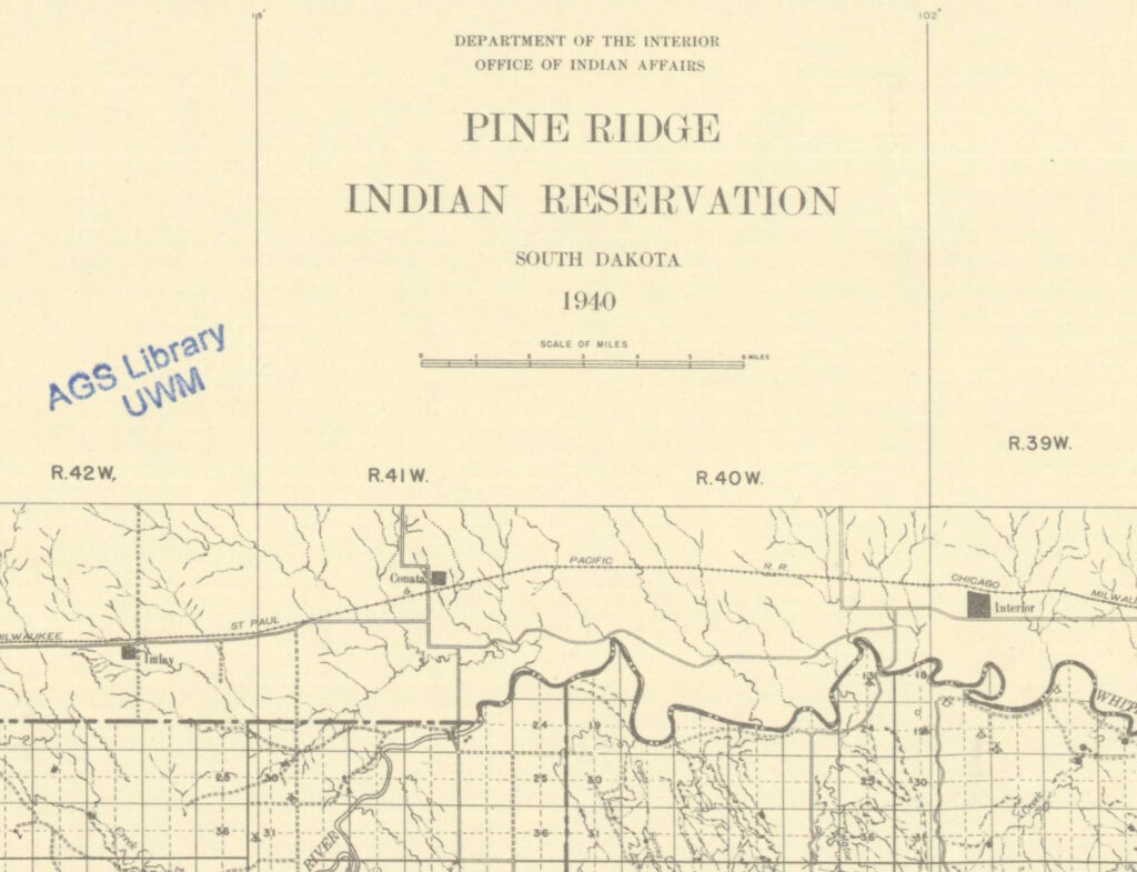 image of detail of plat map of Pine Ridge Indian Reservation