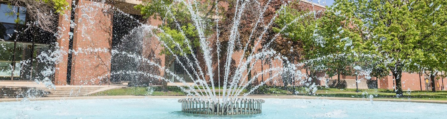 photo of fountain east of Golda Meir Library